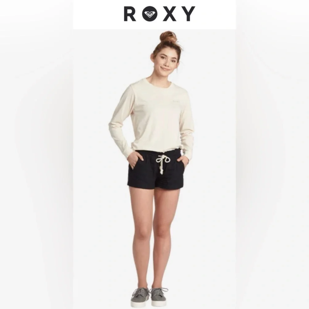 NWT Roxy Oceanside Short Black with Drawstring Shorts Size Medium